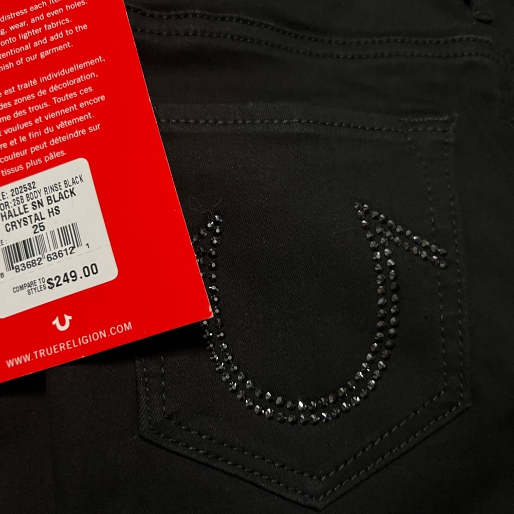 TRUE RELIGION HALLE MID RISE SUPER SKINNY JEAN SWAROVSKI